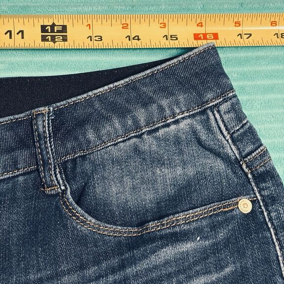 Wit & Wisdom 'Ab Solution" Jeans Women's Sz 12 Blue Skinny Straight Raw Hem - Picture 4 of 8